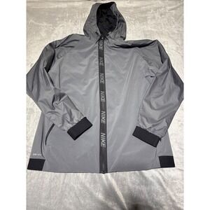 Nike Men Size XXL Grey Black Hooded Mesh Lined Training Dri-Fit Jacket 800235